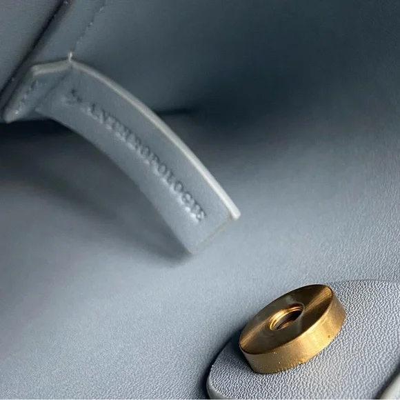 Anthropologie Blue Bag with Tortoise Handle & Fringe - Picture 2 of 11